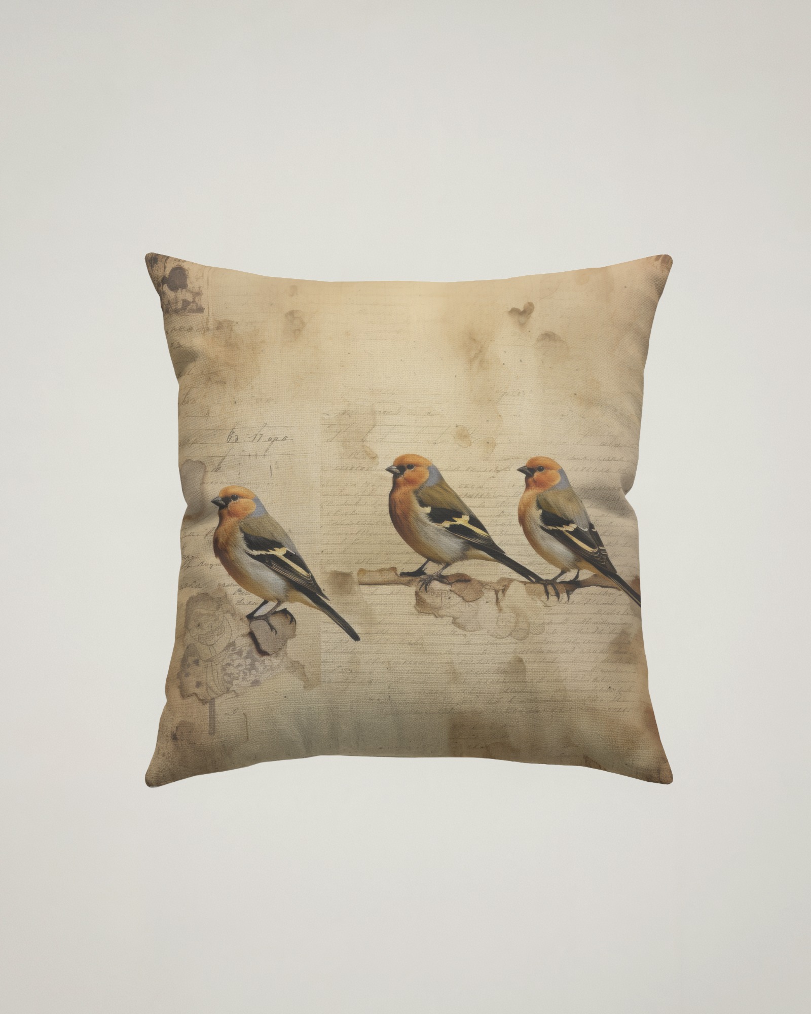 birds_glorious_001 Glorious Birds Cushion - Chaffinches - Image 1