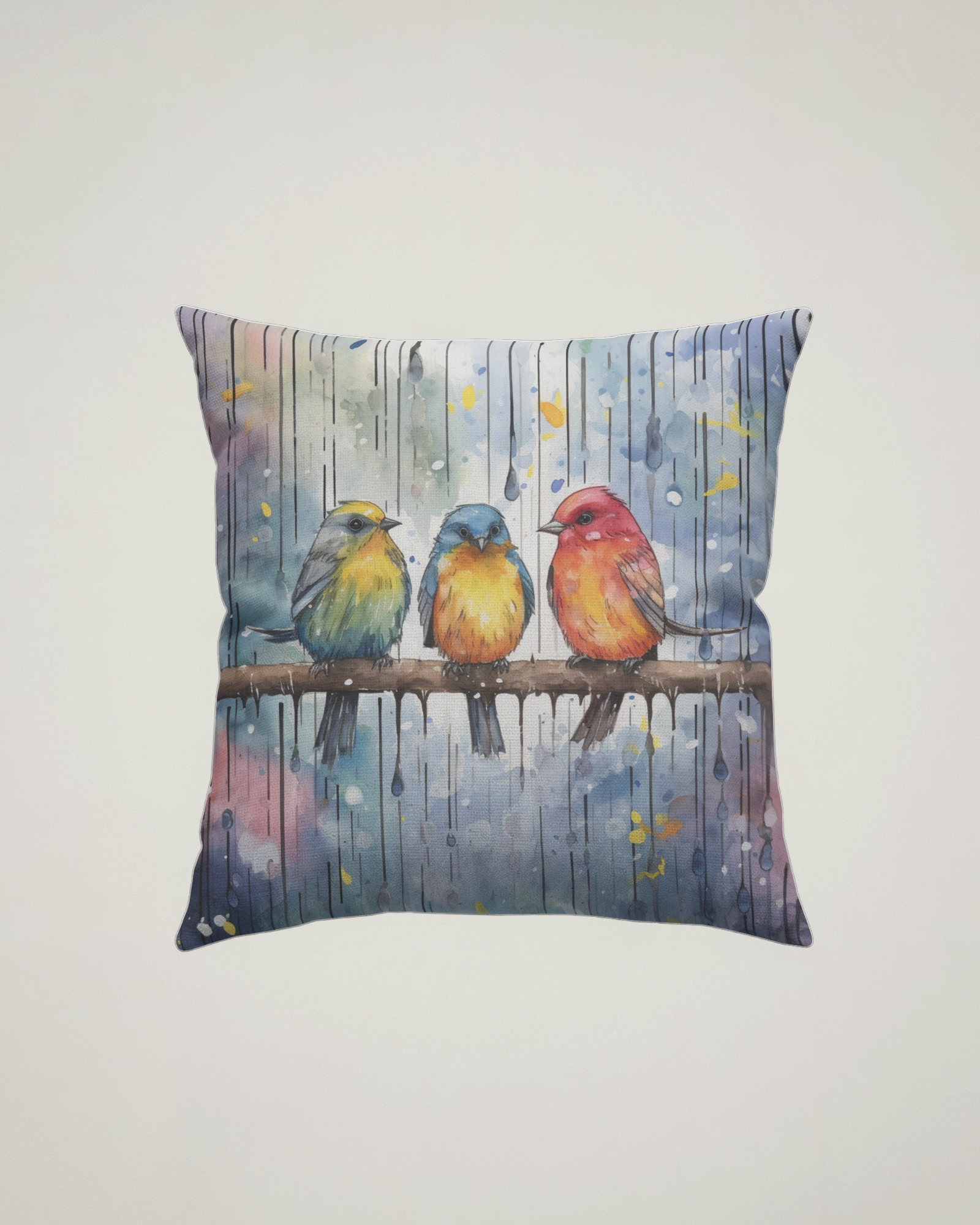 birds_rain_003 Birds in the Rain Cushion #3 - Image 1