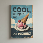 Vintage Retro Ice Cream Sign Canvas Art #2