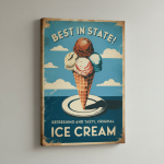 Vintage Retro Ice Cream Sign Canvas Art #6