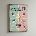 Vintage Retro Ice Cream Sign Canvas Art #10