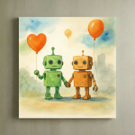 Robot Love Canvas Art #5