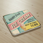 Vintage Ice Cream Sign Ceramic Coaster #1 (Copy) - Image 4