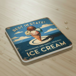 Vintage Ice Cream Sign Ceramic Coaster #1 (Copy) - Image 3