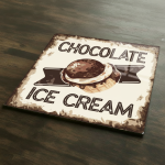 Vintage Ice Cream Sign Glass Coaster #1
