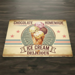 Vintage Ice Cream Sign Glass Placemat #1